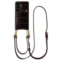 Selencia Nova Real Leather Backcover met Koord en Pashouder Samsung Galaxy S26 - Dark Chocolate