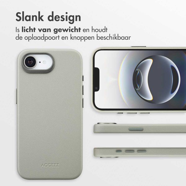 Accezz MagSafe Leather Backcover Apple iPhone 16e - Lichtgrijs