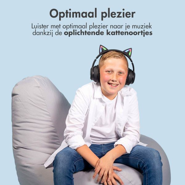 imoshion Draadloze Kinderkoptelefoon LED Light Cat Ear - Met AUX kabel - Zwart