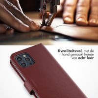 Selencia Echt Leren Bookcase Apple iPhone 12 (Pro) - Burgundy