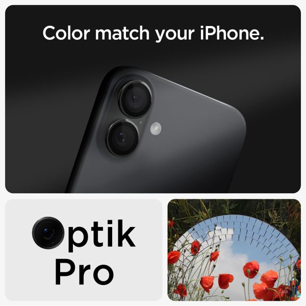 Spigen GLAStR EZ Fit Optik Pro Camera Protector 2 Pack Apple iPhone 16 / 16 Plus - Black