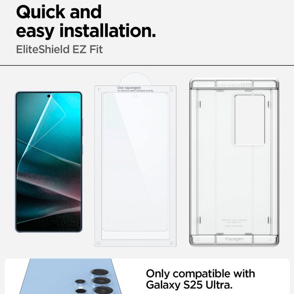 Spigen EliteShield EZ Fit met installatietray - 1 pack Samsung Galaxy S25 Ultra