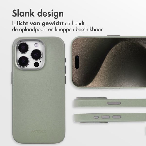 Accezz MagSafe Leather Backcover Apple iPhone 15 Pro - Light Grey