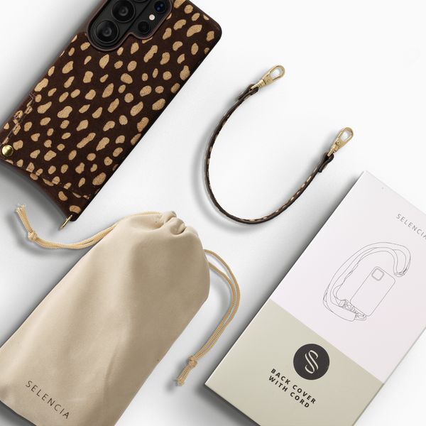 Selencia Nova Real Leather Backcover met Koord en Pashouder Samsung Galaxy S26 Ultra - Fawn Chic