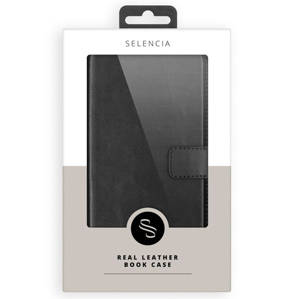 Selencia Echt Leren Bookcase Apple iPhone SE (2016) / 5 / 5s - Zwart