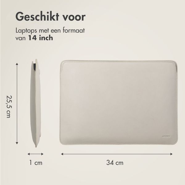 Accezz Leather Laptop hoes Apple MacBook 14 inch - Laptopsleeve - Beige