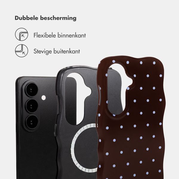 Selencia Vivid Wavy Backcover met MagSafe Samsung Galaxy S26 - Happy Dots Chocolate