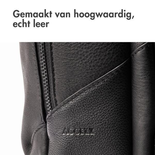 Accezz Leather Laptop rugzak 16 inch - Zwart