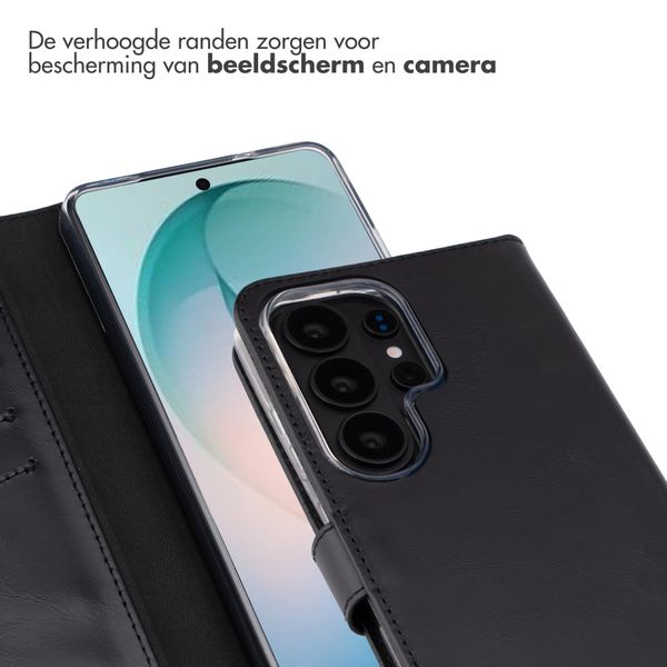 Selencia Echt Leren Bookcase Samsung Galaxy S26 Ultra - Zwart