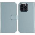 Selencia Echt Lederen Bookcase iPhone 16 Pro - Air Blue