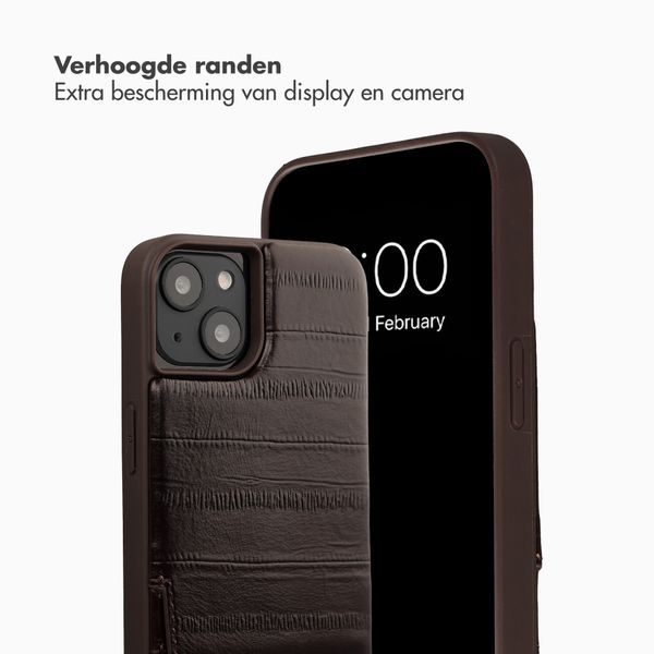 Selencia Nova Real Leather Backcover met Koord en Pashouder Apple iPhone 14 / 13 - Dark Chocolate