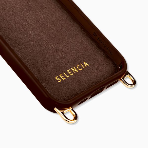 Selencia Rivièra MagSafe Backcover met afneembare haakjes iPhone 12 / 12 Pro - Choco Brown
