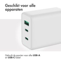 Accezz Power Pro GaN Ultra Fast Wall Charger - Oplader 2x USB-C & USB aansluiting - Snellader - Power Delivery - 65W - Wit