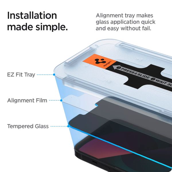 Spigen GLAStR Privacy Screenprotector + Applicator Apple iPhone 13 / 13 Pro