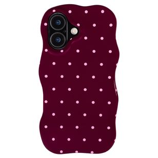 Selencia Vivid Wavy Backcover met MagSafe Apple iPhone 17 - Happy Dots Burgundy