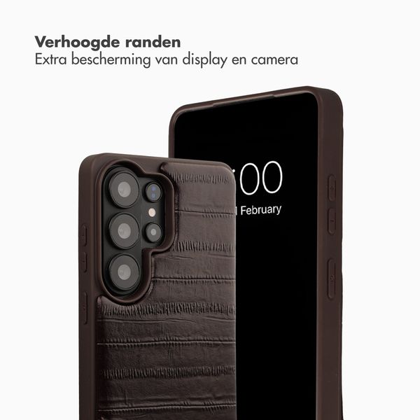 Selencia Nova Real Leather Backcover met Koord en Pashouder Samsung Galaxy S26 Ultra - Dark Chocolate