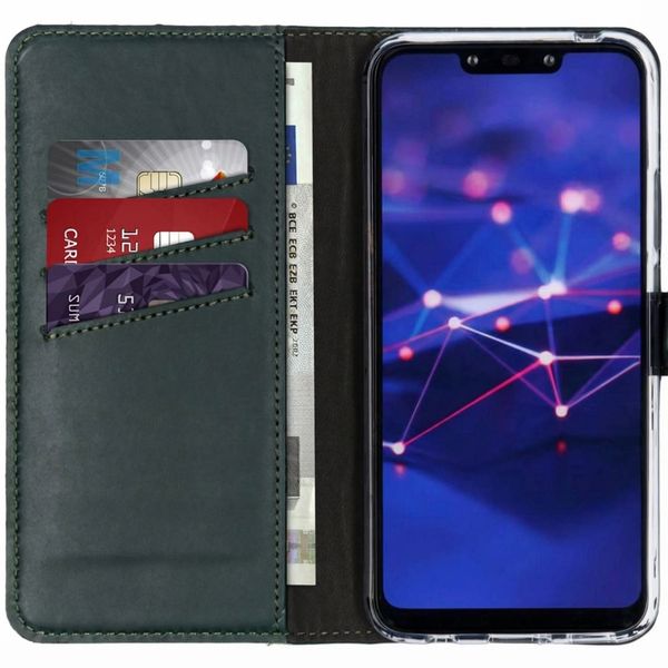 Selencia Echt Leren Bookcase Huawei Mate 20 Lite - Groen