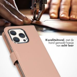 Selencia Echt Lederen Bookcase iPhone 15 Pro - Dusty Pink