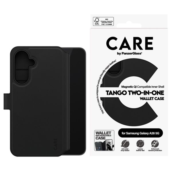 CARE by PanzerGlass Tango 2 in 1 Wallet Case MagSafe Samsung Galaxy A26 - Zwart