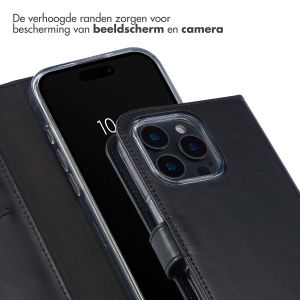 Selencia Echt Lederen Bookcase iPhone 16 Pro - Zwart