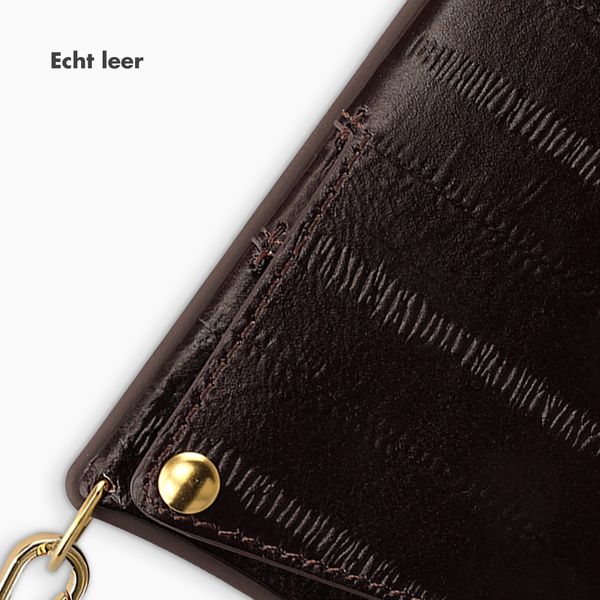 Selencia Nova Real Leather Backcover met Koord en Pashouder Apple iPhone 14 / 13 - Dark Chocolate