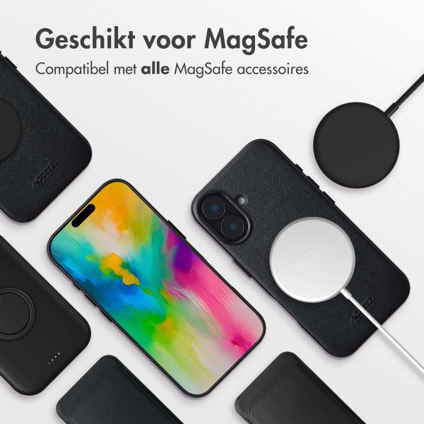 Accezz Echt leren hoesje + MagSafe Wallet Apple iPhone 16 - Onyx Black