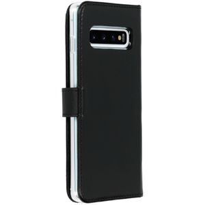 Selencia Echt Lederen Bookcase Samsung Galaxy S10 - Zwart