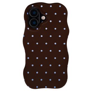 Selencia Vivid Wavy Backcover met MagSafe Apple iPhone 16 - Happy Dots Chocolate