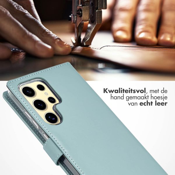 Selencia Echt Leren Bookcase Samsung Galaxy S25 Ultra - Air Blue