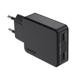 Accezz Ultra Slim GaN Oplader - 2x USB-C - 65W - Zwart