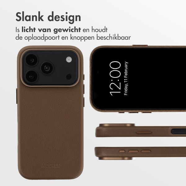 Accezz MagSafe Leather Backcover Apple iPhone 18 Pro / 17 Pro - Coffee Brown