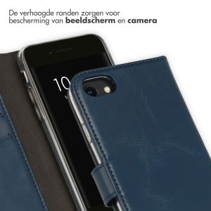 Selencia Echt Lederen Bookcase iPhone SE (2022 / 2020) / 8 / 7 / 6(s) - Blauw