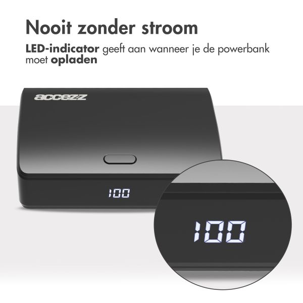 Accezz Omega Series - Powerbank - 10.000 mAh - USB-A & USB-C - Power Delivery - 35 Watt - Zwart