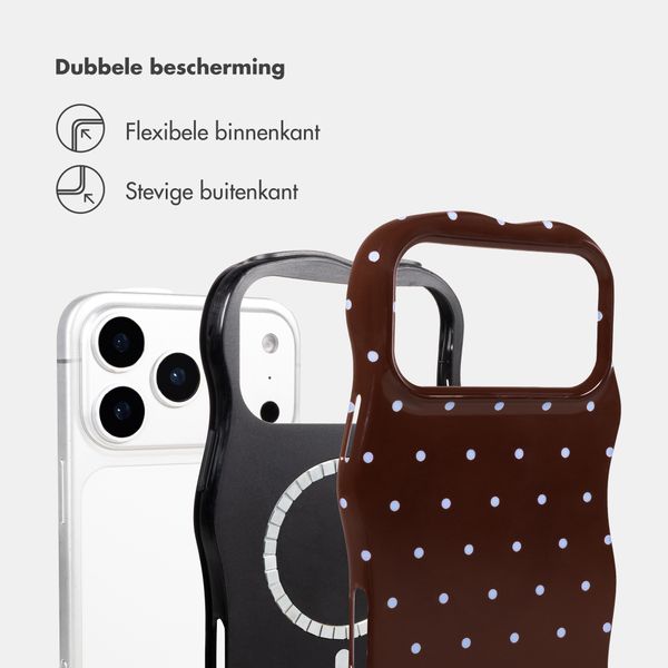 Selencia Vivid Wavy Backcover met MagSafe Apple iPhone 18 Pro / 17 Pro - Happy Dots Chocolate
