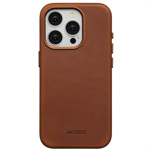 Accezz Vintage Leather Magsafe Backcover iPhone 15 Pro - Tabacco Cognac