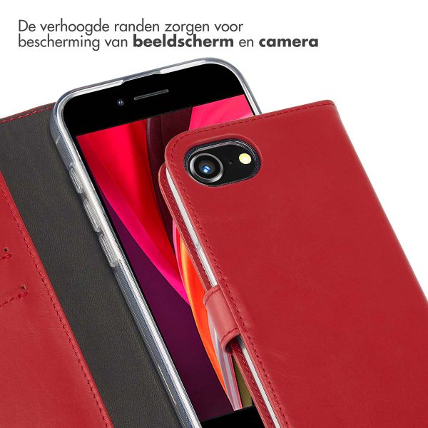 Selencia Echt Lederen Bookcase iPhone 16e - Rood