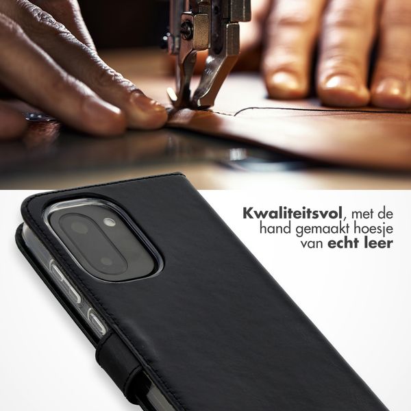 Selencia Echt Leren Bookcase OnePlus 15R - Zwart