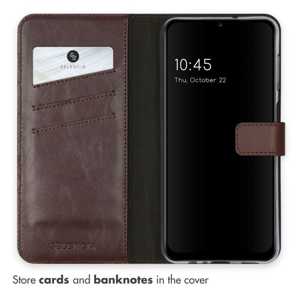Selencia Echt Leren Bookcase Samsung Galaxy A13 (5G) / A04s - Bruin
