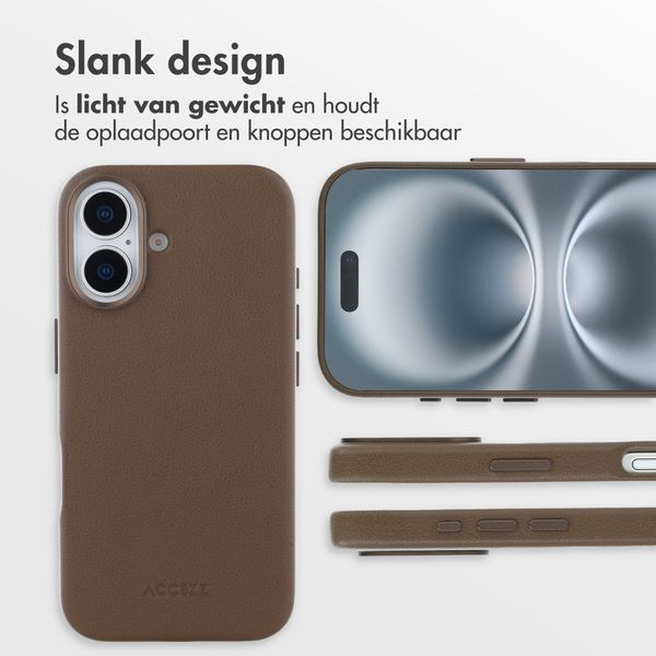Accezz MagSafe Leather Backcover Apple iPhone 16 - Coffee Brown