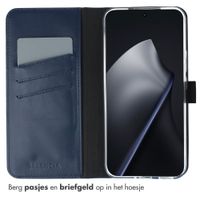 Selencia Echt Leren Bookcase Xiaomi 15T Pro - Donkerblauw