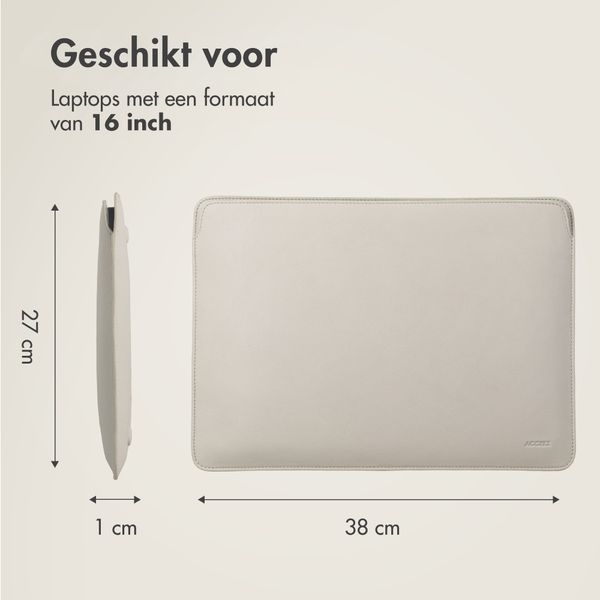 Accezz Leather Laptop hoes Apple MacBook 16 inch - Laptopsleeve - Beige