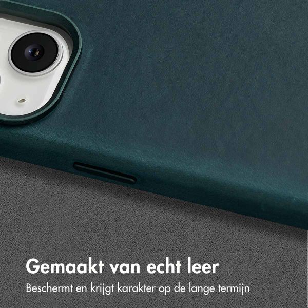 Accezz Vintage Leather Magsafe Backcover iPhone 14 - Smokey Green