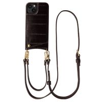 Selencia Nova Real Leather Backcover met Koord en Pashouder Apple iPhone 14 / 13 - Dark Chocolate