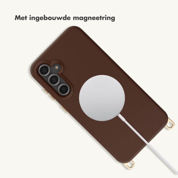 Selencia Rivièra MagSafe Backcover met afneembare haakjes Samsung Galaxy S23 FE - Choco Brown