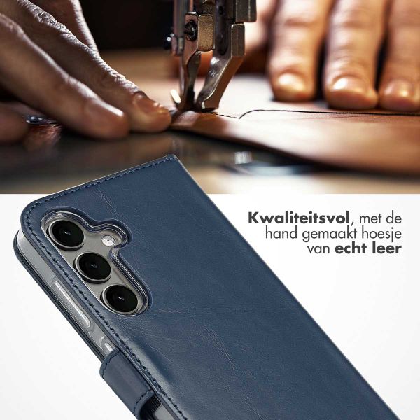 Selencia Echt Leren Bookcase Samsung Galaxy S25 Plus - Blauw