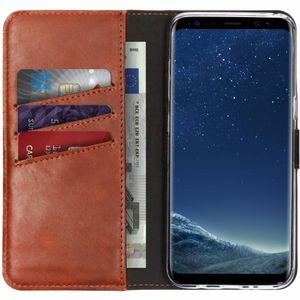 Selencia Echt Lederen Bookcase Samsung Galaxy S8 - Bruin