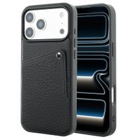 Selencia Riva Backcover met Pashouder Apple iPhone 17 Pro Max - Zwart