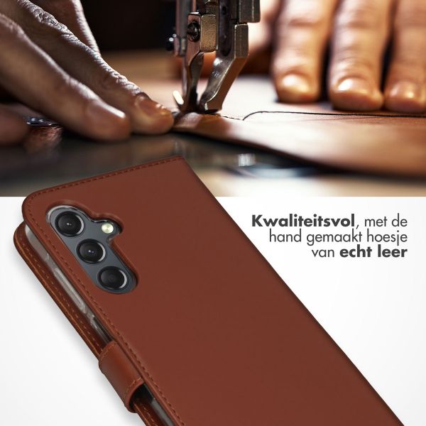 Selencia Echt Leren Bookcase Samsung Galaxy A25 (5G) - Lichtbruin