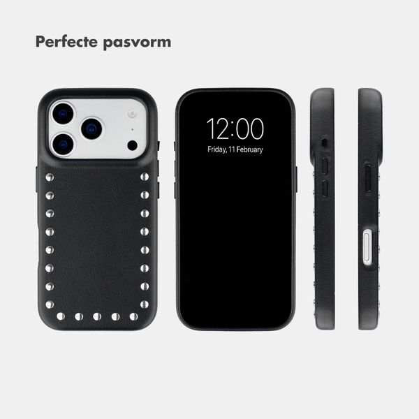 Selencia Studs Backcover met MagSafe Apple iPhone 17 Pro Max - Velvet Black