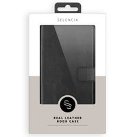 Selencia Echt Lederen Bookcase iPhone 15 Pro Max - Zwart